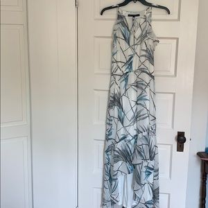 White blue and grey patterned maxi dress